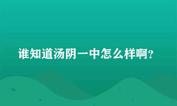 谁知道汤阴一中怎么样啊？