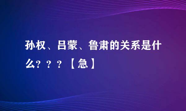 孙权、吕蒙、鲁肃的关系是什么？？？【急】