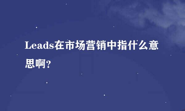 Leads在市场营销中指什么意思啊？