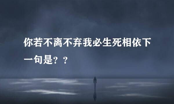 你若不离不弃我必生死相依下一句是？？