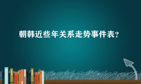 朝韩近些年关系走势事件表？