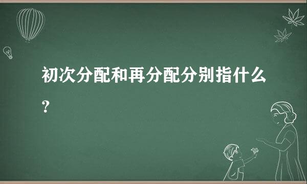 初次分配和再分配分别指什么？