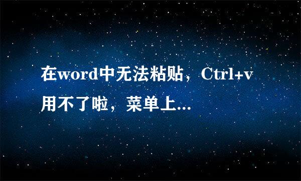 在word中无法粘贴，Ctrl+v用不了啦，菜单上的粘贴也用不了，Ctrl+c倒是可以用，急急急！！！