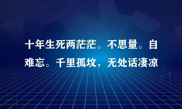 十年生死两茫茫。不思量。自难忘。千里孤坟，无处话凄凉