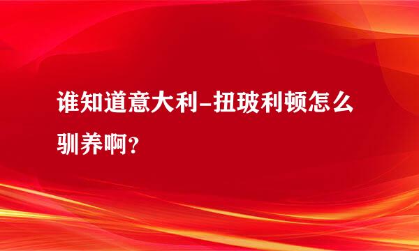 谁知道意大利-扭玻利顿怎么驯养啊？