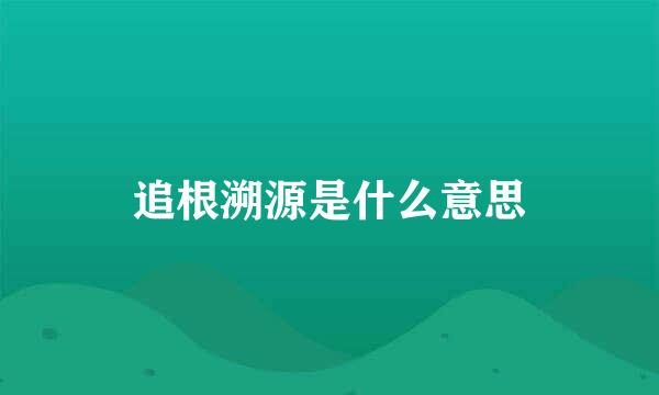 追根溯源是什么意思