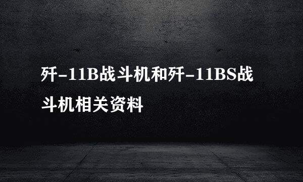 歼-11B战斗机和歼-11BS战斗机相关资料