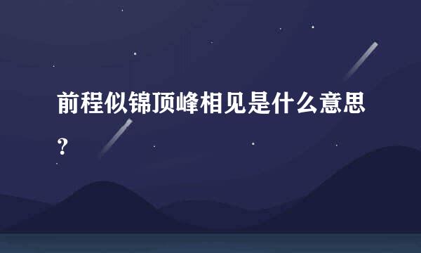 前程似锦顶峰相见是什么意思？