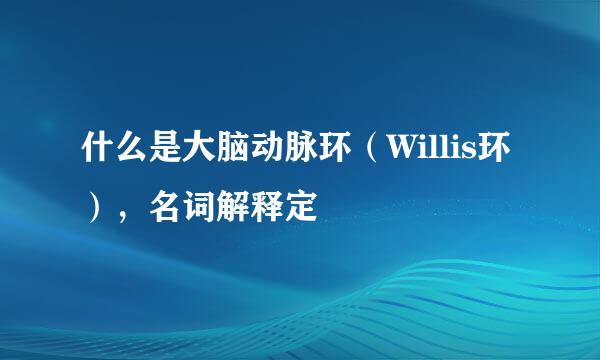 什么是大脑动脉环（Willis环），名词解释定