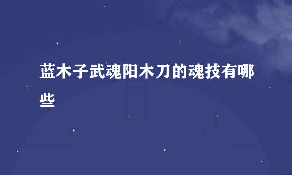 蓝木子武魂阳木刀的魂技有哪些