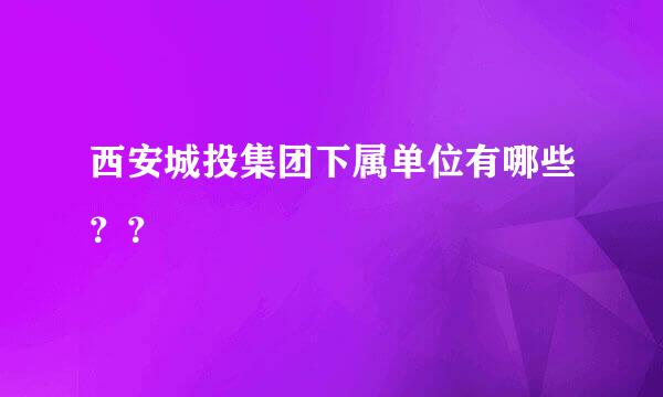 西安城投集团下属单位有哪些？？