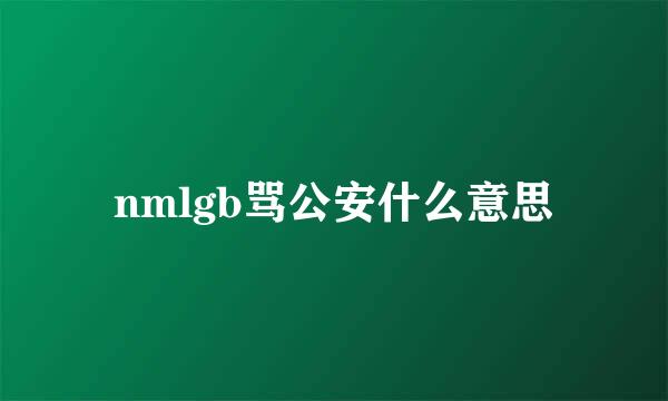 nmlgb骂公安什么意思