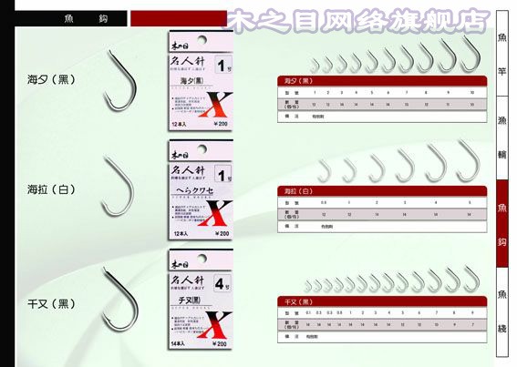 钓鱼钩的分类