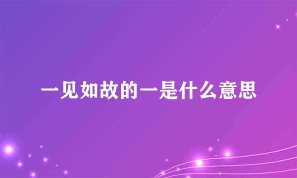 一见如故的一是什么意思