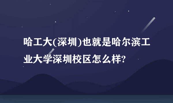 哈工大(深圳)也就是哈尔滨工业大学深圳校区怎么样?