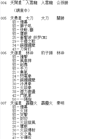 水浒神兽 全部神兽特技表