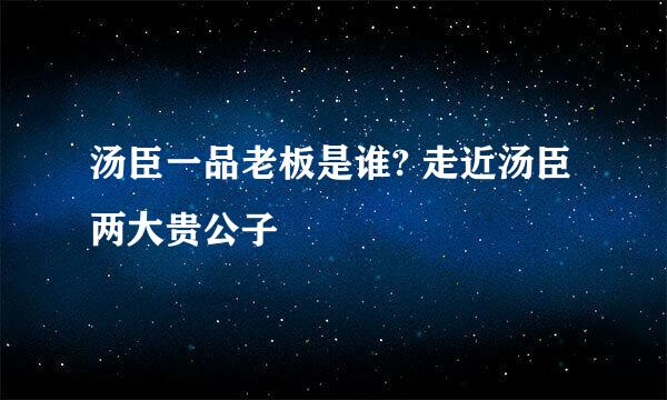 汤臣一品老板是谁? 走近汤臣两大贵公子