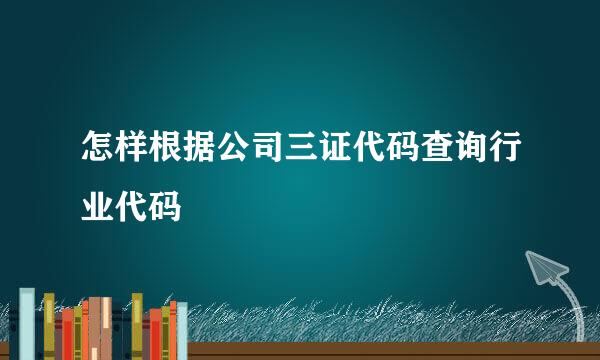 怎样根据公司三证代码查询行业代码