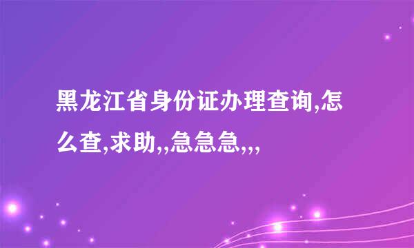 黑龙江省身份证办理查询,怎么查,求助,,急急急,,,