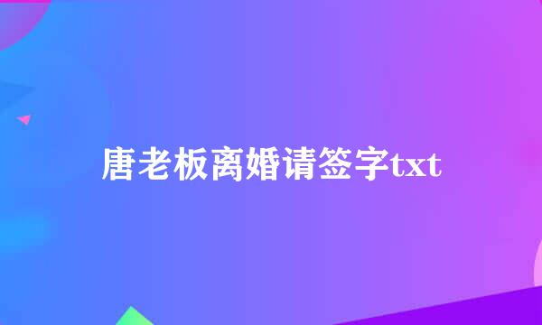 唐老板离婚请签字txt