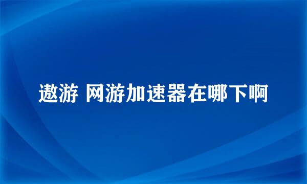 遨游 网游加速器在哪下啊