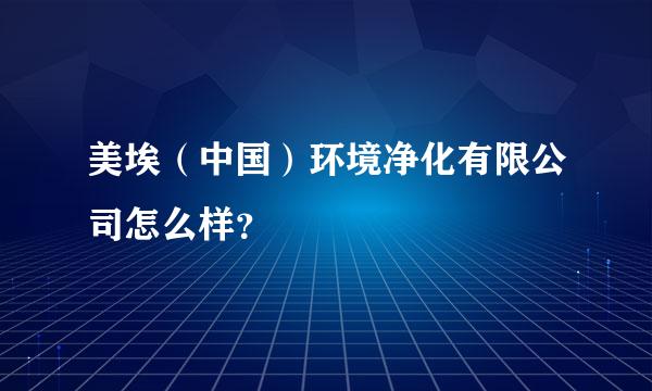 美埃（中国）环境净化有限公司怎么样？