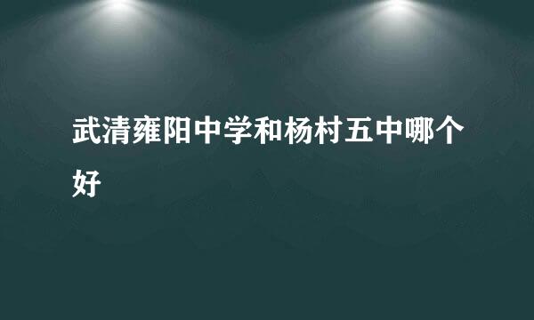 武清雍阳中学和杨村五中哪个好