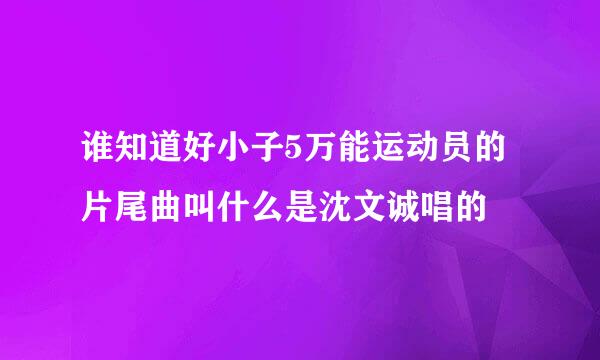 谁知道好小子5万能运动员的片尾曲叫什么是沈文诚唱的