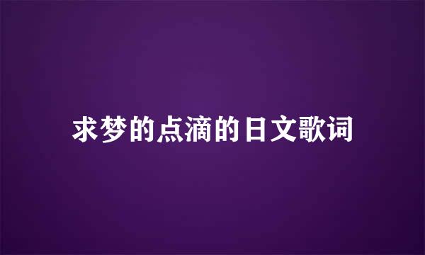 求梦的点滴的日文歌词