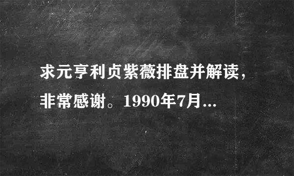 求元亨利贞紫薇排盘并解读，非常感谢。1990年7月25，11时10分，女