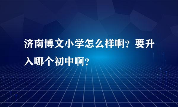 济南博文小学怎么样啊？要升入哪个初中啊？