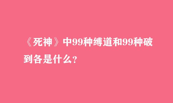 《死神》中99种缚道和99种破到各是什么？