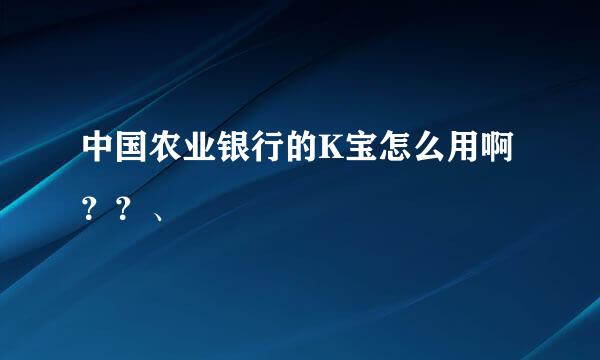 中国农业银行的K宝怎么用啊？？、