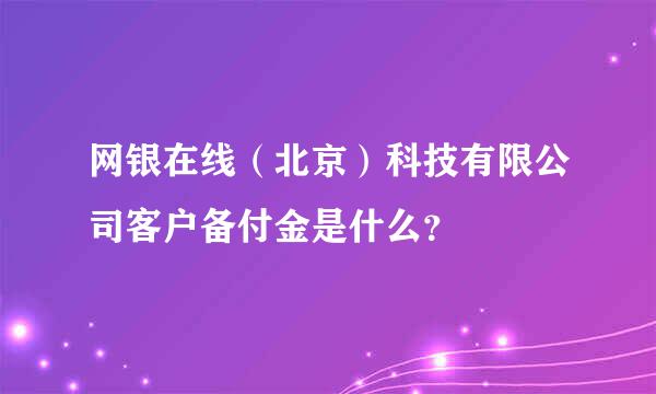 网银在线（北京）科技有限公司客户备付金是什么？