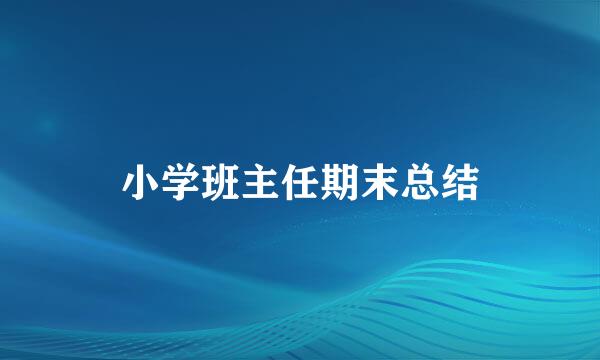 小学班主任期末总结