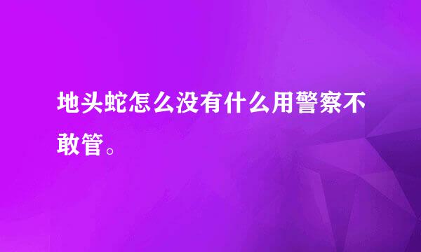 地头蛇怎么没有什么用警察不敢管。