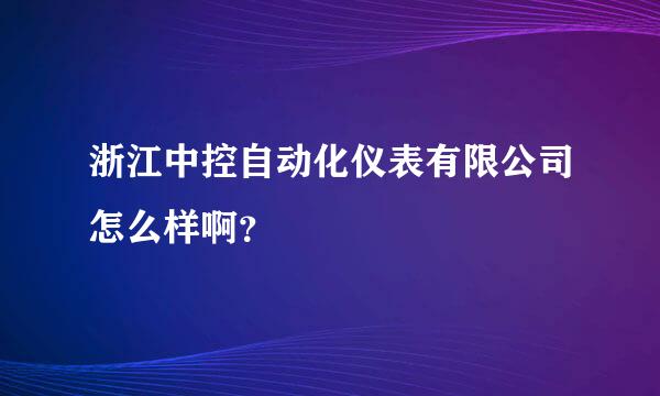 浙江中控自动化仪表有限公司怎么样啊？