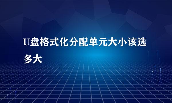 U盘格式化分配单元大小该选多大