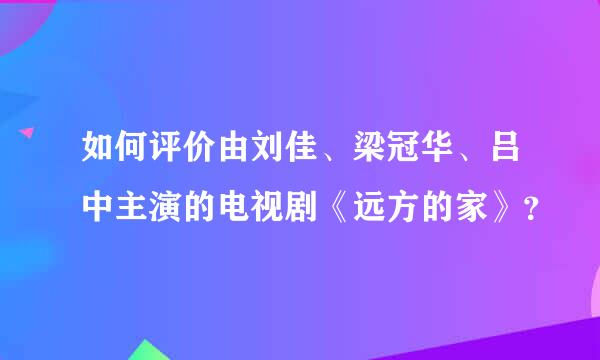 如何评价由刘佳、梁冠华、吕中主演的电视剧《远方的家》？