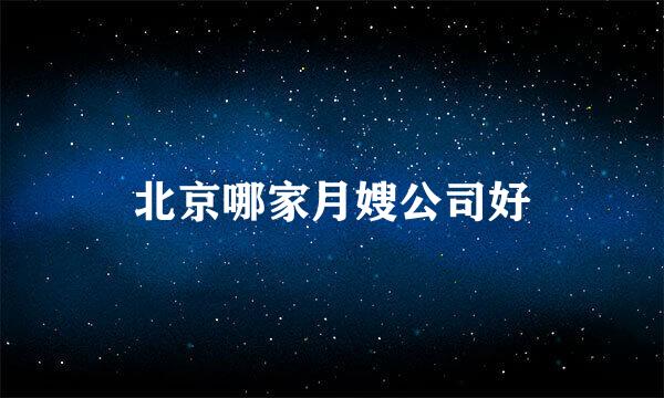 北京哪家月嫂公司好