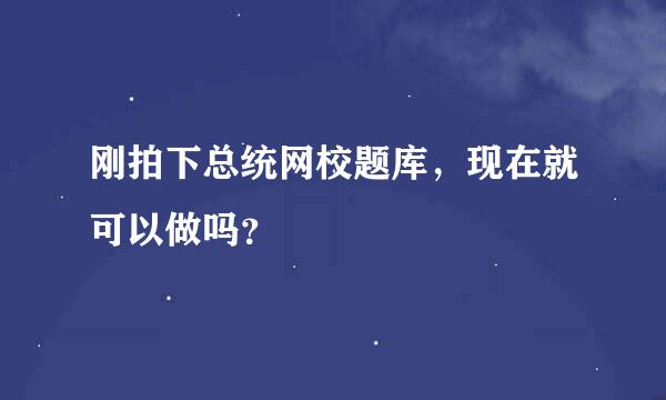 刚拍下总统网校题库，现在就可以做吗？