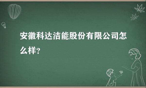 安徽科达洁能股份有限公司怎么样？