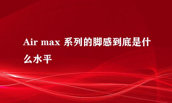 Air max 系列的脚感到底是什么水平