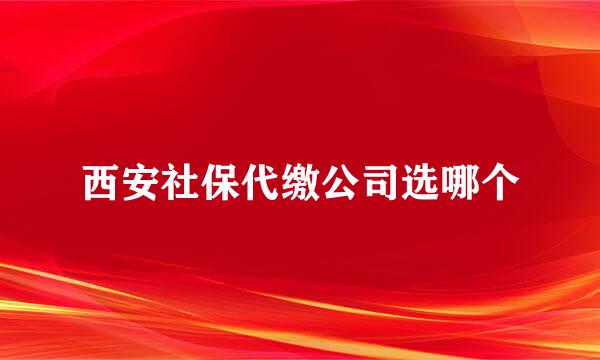 西安社保代缴公司选哪个