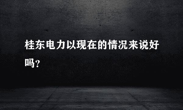 桂东电力以现在的情况来说好吗？