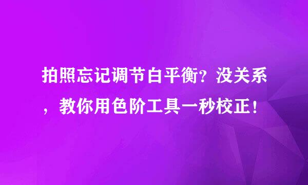 拍照忘记调节白平衡？没关系，教你用色阶工具一秒校正！