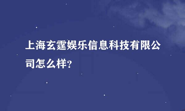 上海玄霆娱乐信息科技有限公司怎么样？