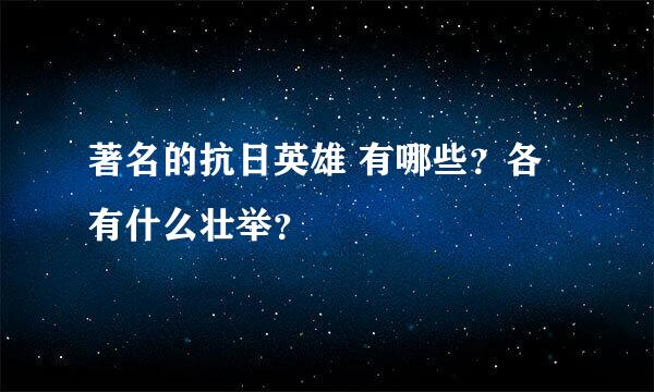 著名的抗日英雄 有哪些？各有什么壮举？