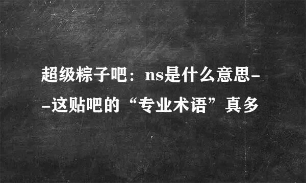 超级粽子吧：ns是什么意思- -这贴吧的“专业术语”真多