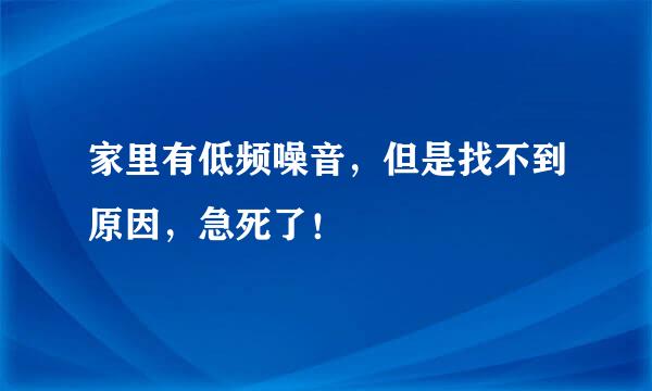 家里有低频噪音，但是找不到原因，急死了！